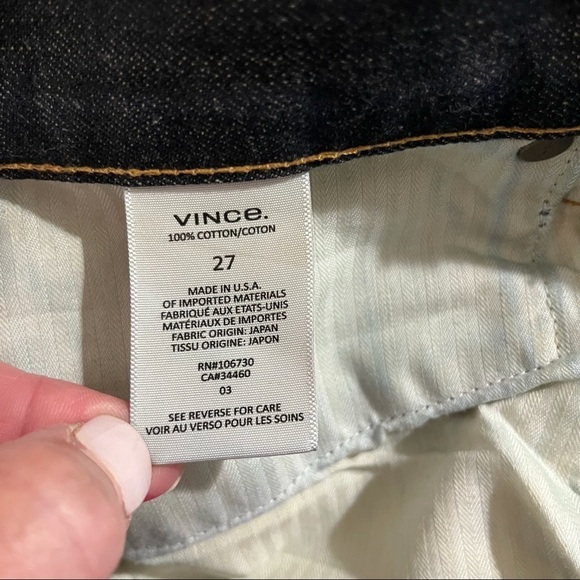 Vince Cropped Relaxed Fit Jeans Dark Wash Size 27 Raw Hem Button Fly DV142H2097 - Picture 7 of 8